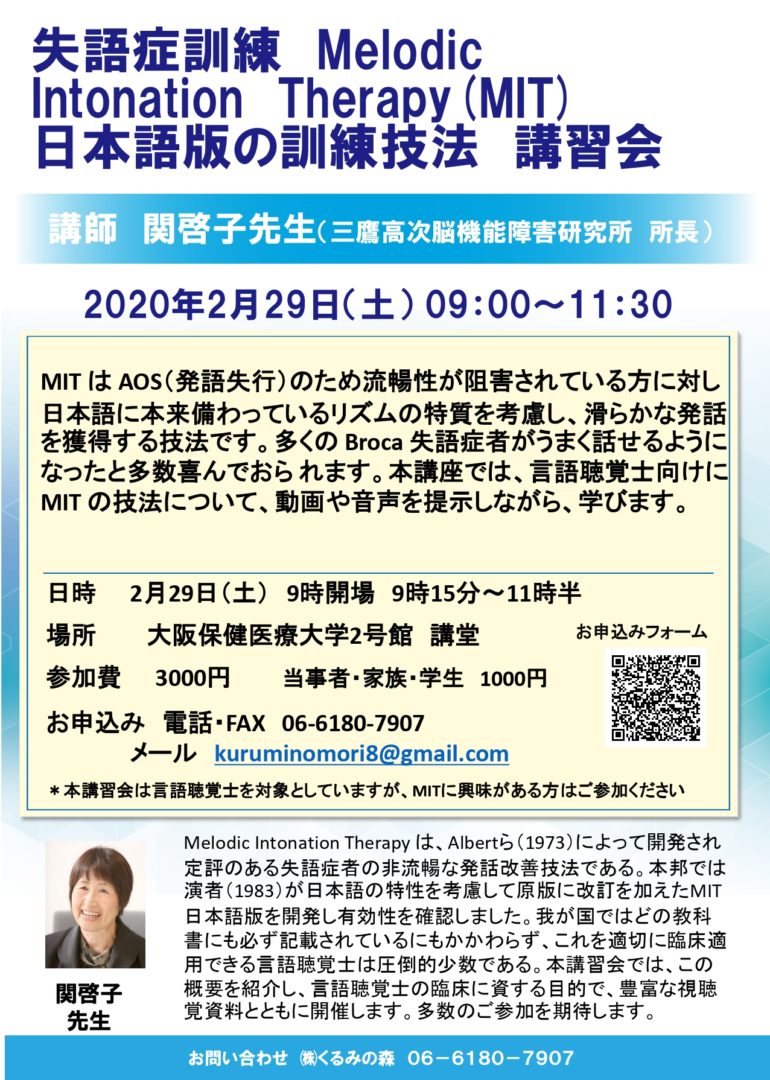 失語症訓練MIT日本語版の訓練技法講習会